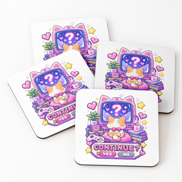 Item preview, Continue Cat – Cute Retro Gaming Character designed and sold by JPCuteDesign.