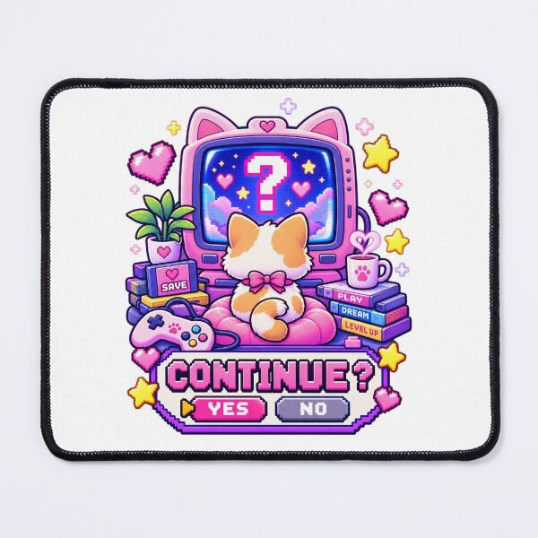 Item preview, Continue Cat – Cute Retro Gaming Character designed and sold by JPCuteDesign.