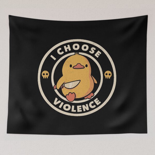 Item preview, I Choose Violence - Funny Cute Murder Duck Retro Meme designed and sold by Shopeon Designs.