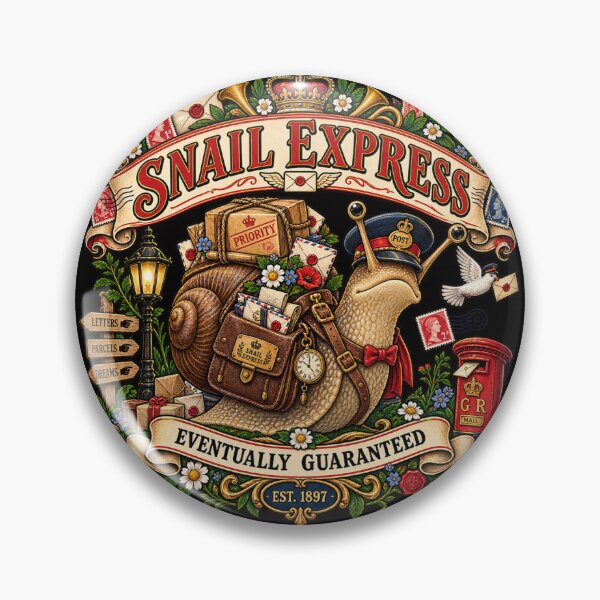 Item preview, Funny Snail Express – Eventually Guaranteed Vintage Postal Snail Art designed and sold by Emoji Emblems.