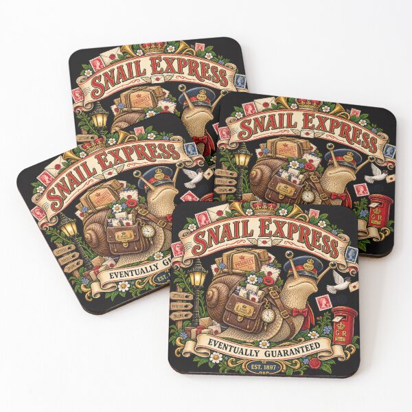 Item preview, Funny Snail Express – Eventually Guaranteed Vintage Postal Snail Art designed and sold by Emoji Emblems.