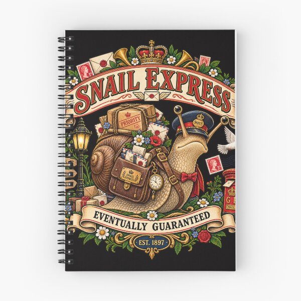 Item preview, Funny Snail Express – Eventually Guaranteed Vintage Postal Snail Art designed and sold by Emoji Emblems.