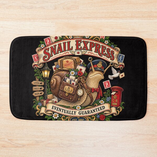 Item preview, Funny Snail Express – Eventually Guaranteed Vintage Postal Snail Art designed and sold by Emoji Emblems.