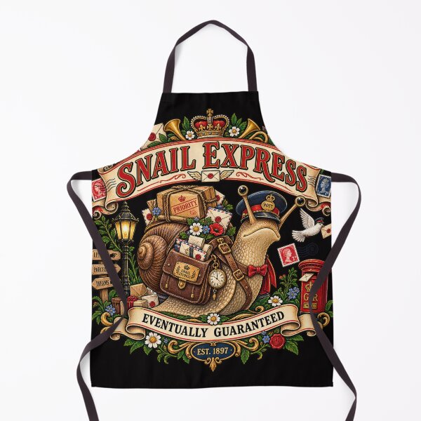 Item preview, Funny Snail Express – Eventually Guaranteed Vintage Postal Snail Art designed and sold by Emoji Emblems.