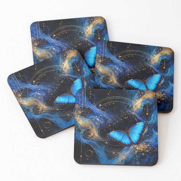 Item preview, Blue Butterfly Gold Abstract Art designed and sold by stickoala.