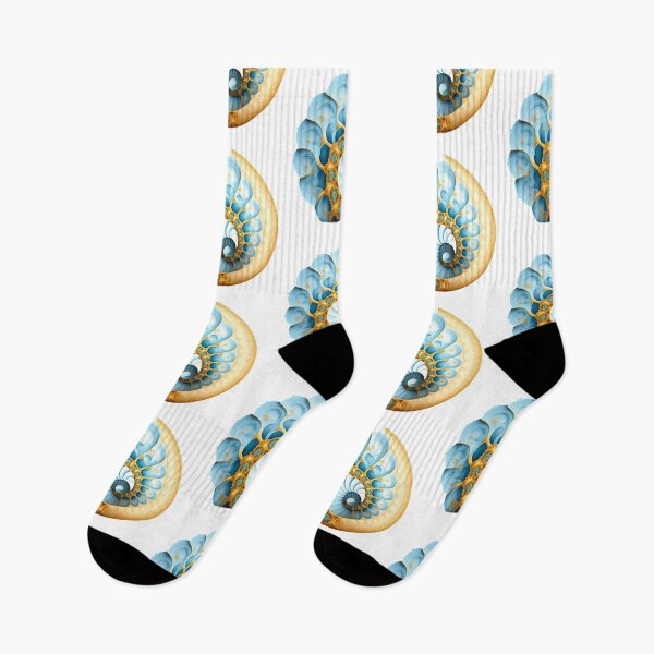 Item preview, Pale Blue and Gold Nautilus Fractal designed and sold by RAGANADesign.