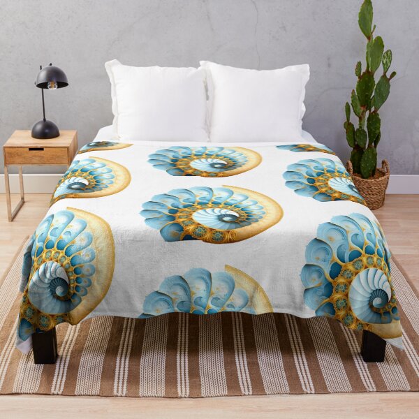 Item preview, Pale Blue and Gold Nautilus Fractal designed and sold by RAGANADesign.