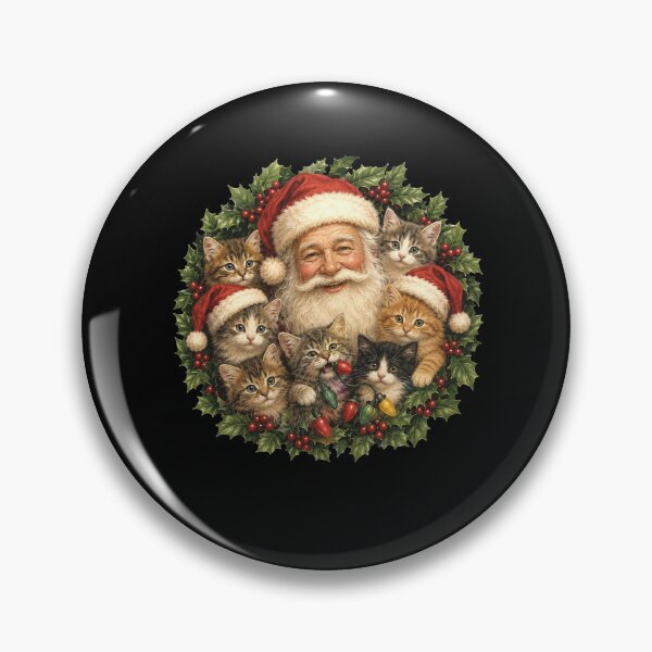 Item preview, Vintage Funny Santa Claus And Kittens Cats Christmas Wreath designed and sold by clothesy7.