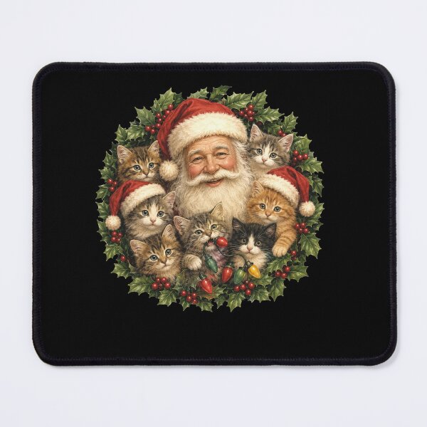 Item preview, Vintage Funny Santa Claus And Kittens Cats Christmas Wreath designed and sold by clothesy7.
