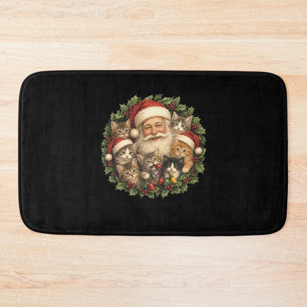 Item preview, Vintage Funny Santa Claus And Kittens Cats Christmas Wreath designed and sold by clothesy7.