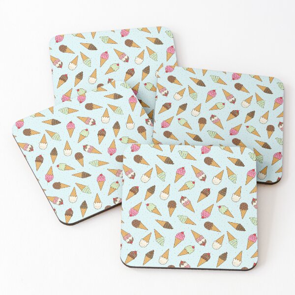 Item preview, Scattered ice cream cones with sprinkles on pale aqua blue background designed and sold by Chantal creates.