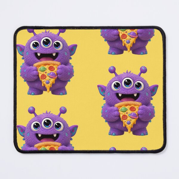 Item preview, Cute Purple Three Eyed Pizza Monster Art designed and sold by Ink-verse-.