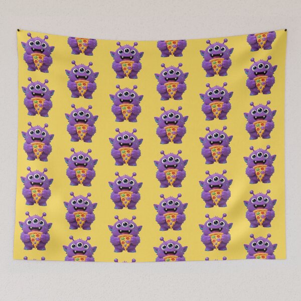 Item preview, Cute Purple Three Eyed Pizza Monster Art designed and sold by Ink-verse-.