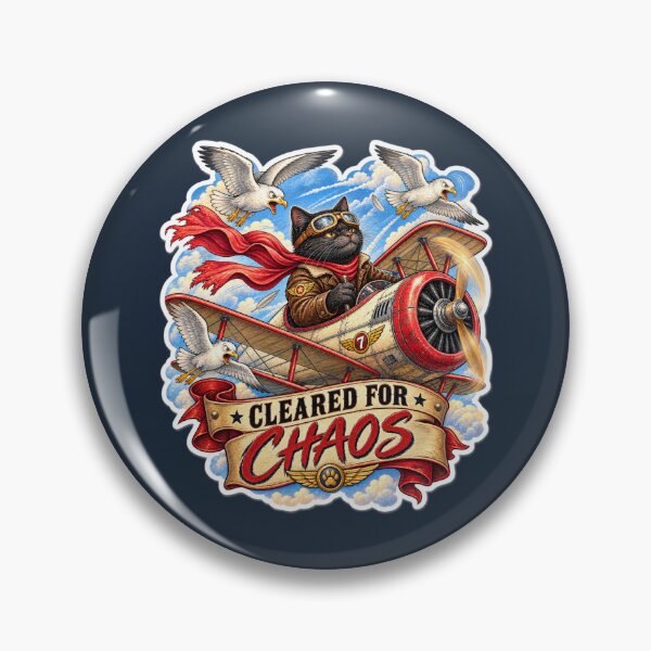 Item preview, Cleared for Chaos – Vintage Cat Pilot Aviation Art designed and sold by LakeshoreLegendsAndLight .