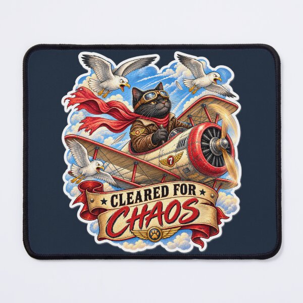 Item preview, Cleared for Chaos – Vintage Cat Pilot Aviation Art designed and sold by LakeshoreLegendsAndLight .