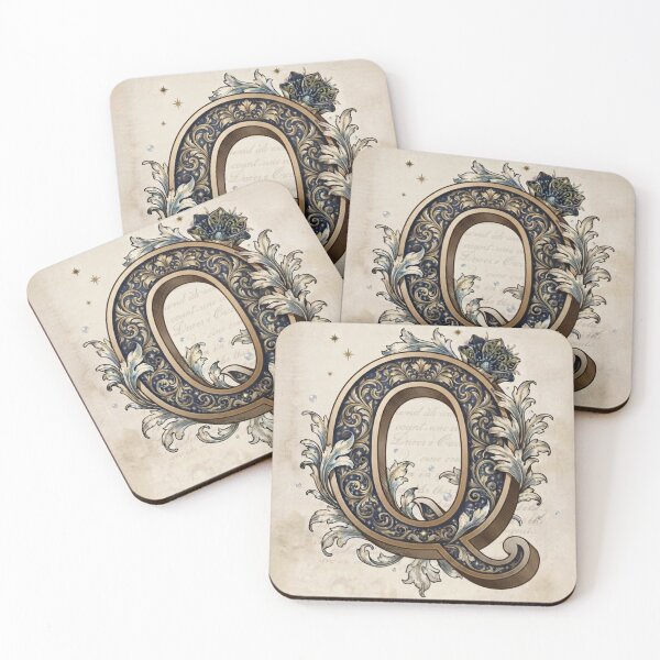 Item preview, Vintage Botanical Letter Q Celestial Monogram Art designed and sold by TheMinimalFrame.