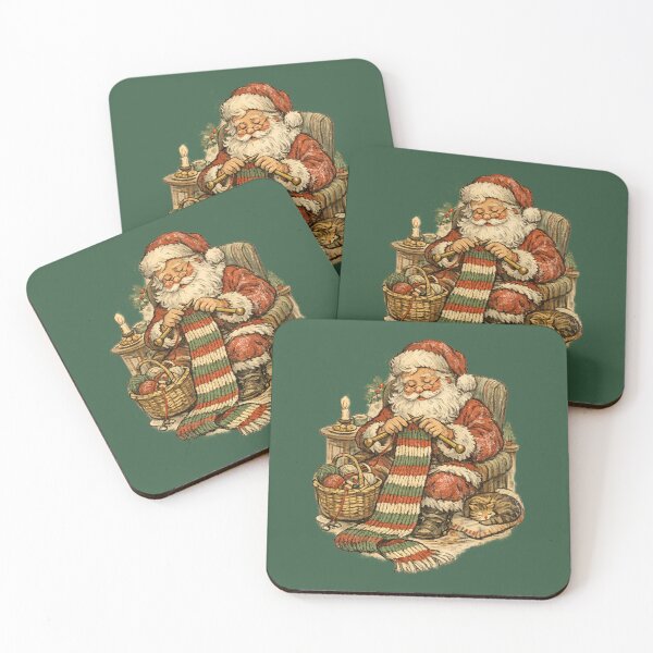 Item preview, Vintage Santa Claus Knitting Christmas Scarf Cozy Retro Gift designed and sold by Artycom.