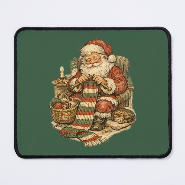 Item preview, Vintage Santa Claus Knitting Christmas Scarf Cozy Retro Gift designed and sold by Artycom.