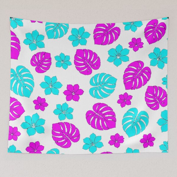 Item preview, Cyberpunk Tropical Monstera & Hibiscus Pattern designed and sold by Dabis26.