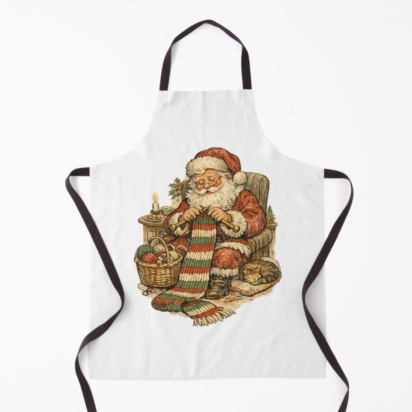 Item preview, Vintage Santa Claus Knitting Christmas Scarf Cozy Retro Gift designed and sold by Artycom.