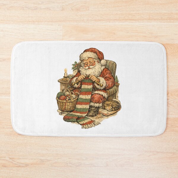 Item preview, Vintage Santa Claus Knitting Christmas Scarf Cozy Retro Gift designed and sold by Artycom.