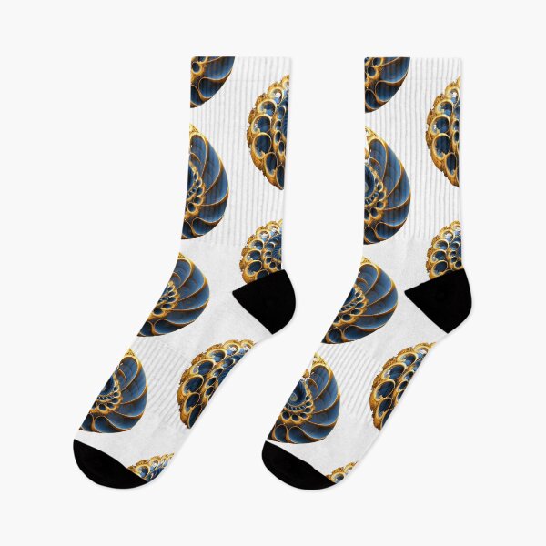 Item preview, Navy and Gold Ornate Spiral Shell designed and sold by RAGANADesign.