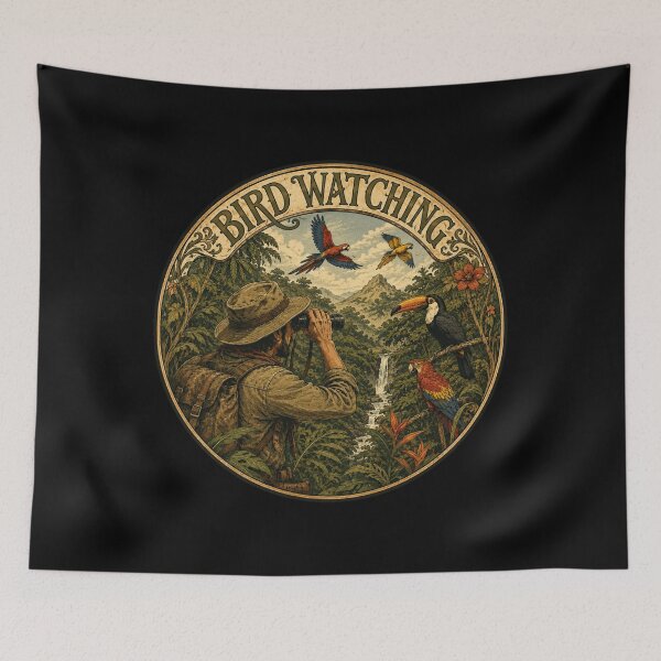 Item preview, Bird Watching Adventure – Vintage Tropical Birdwatcher designed and sold by creativebymateo.