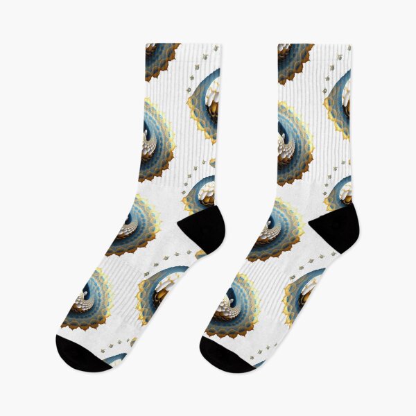 Item preview, Blue and Gold Scalloped Fractal Wave designed and sold by RAGANADesign.