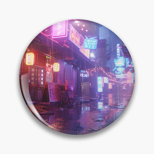 Item preview, Futuristic cyberpunk alley: neon lights and rain designed and sold by Artdavesalzburg.