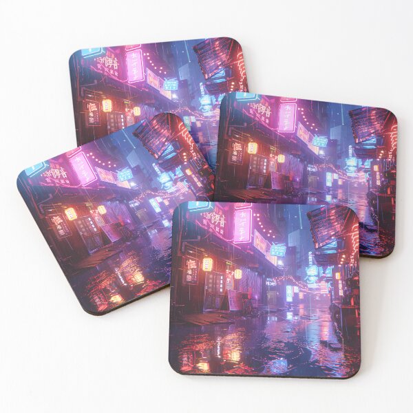 Item preview, Futuristic cyberpunk alley: neon lights and rain designed and sold by Artdavesalzburg.