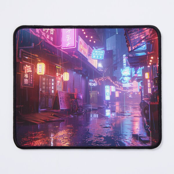 Item preview, Futuristic cyberpunk alley: neon lights and rain designed and sold by Artdavesalzburg.
