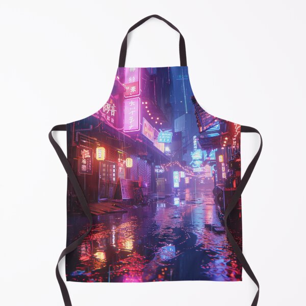 Item preview, Futuristic cyberpunk alley: neon lights and rain designed and sold by Artdavesalzburg.