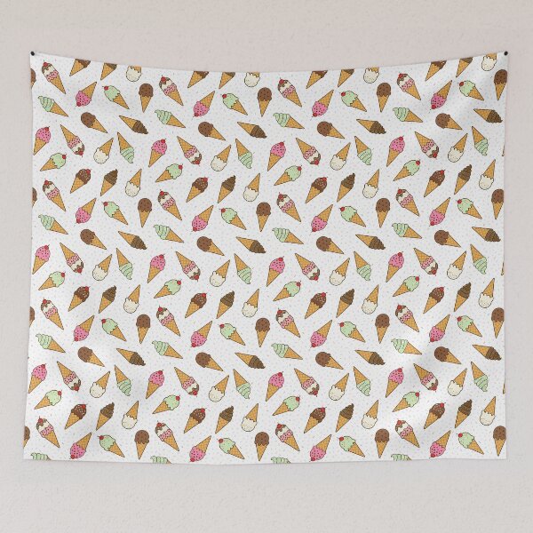Item preview, Scattered ice cream cones with sprinkles on white background designed and sold by Chantal creates.