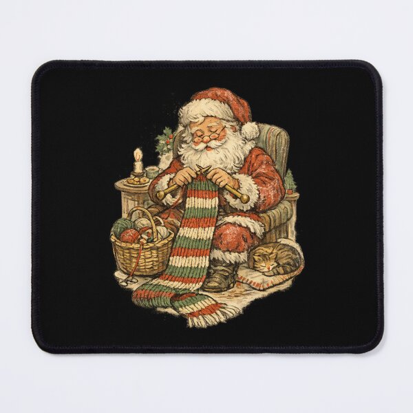 Item preview, Vintage Santa Claus Knitting Christmas Scarf Cozy Retro Gift designed and sold by Artycom.