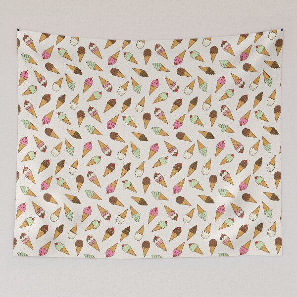 Item preview, Scattered ice cream cones with sprinkles on cream background designed and sold by Chantal creates.