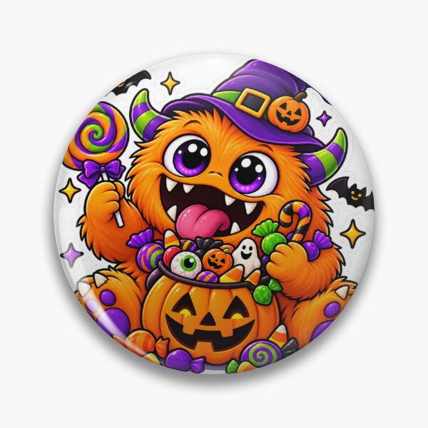Item preview, Cute Halloween Monster Pumpkin Candy Sticker designed and sold by Genzfirevibes.