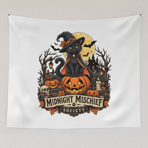 Item preview, Midnight Mischief Black Cat Halloween designed and sold by afr-saad.