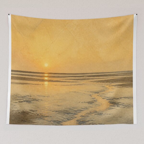 Item preview, Low Tide Mirror Watercolour Coastal designed and sold by GoldenHourWalls.