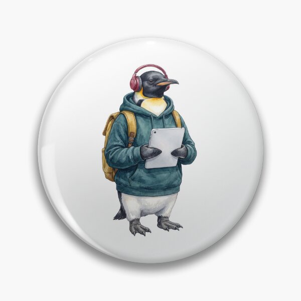 Artikelvorschau, Tech Penguin Student mit Tablet und Kopfhörern entworfen und verkauft von Tiffany Roy.