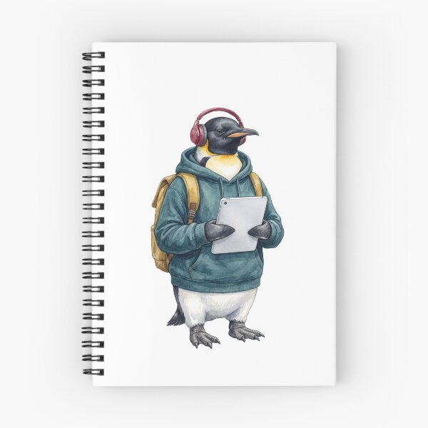 Item preview, Tech Penguin Student with Tablet and Headphones designed and sold by Tiffany Roy.