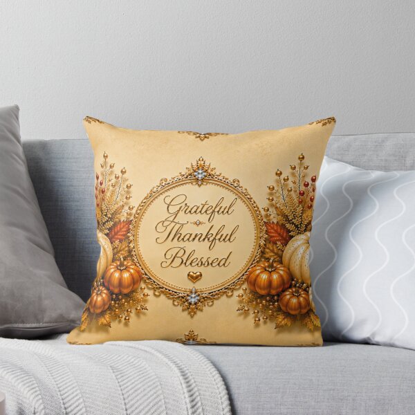 Item preview, Grateful Thankful Blessed Thanksgiving Mug – Elegant Golden Pumpkin Coffee Mug designed and sold by HO•Designs.