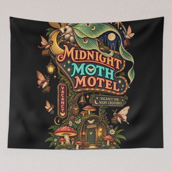 Item preview, Midnight Moth Motel – Luna Moth Celestial Cottagecore Night Art designed and sold by Emoji Emblems.