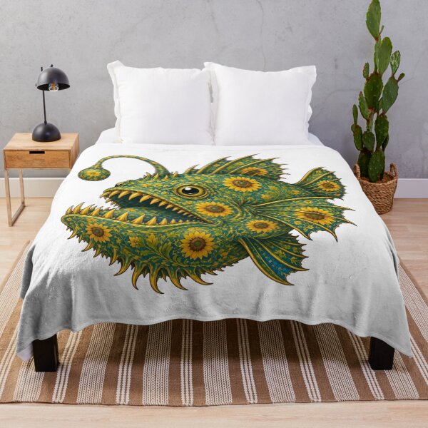 Item preview, Sunflower Anglerfish | Ocean Sunflower Art Collection designed and sold by Zaru Art Studio.