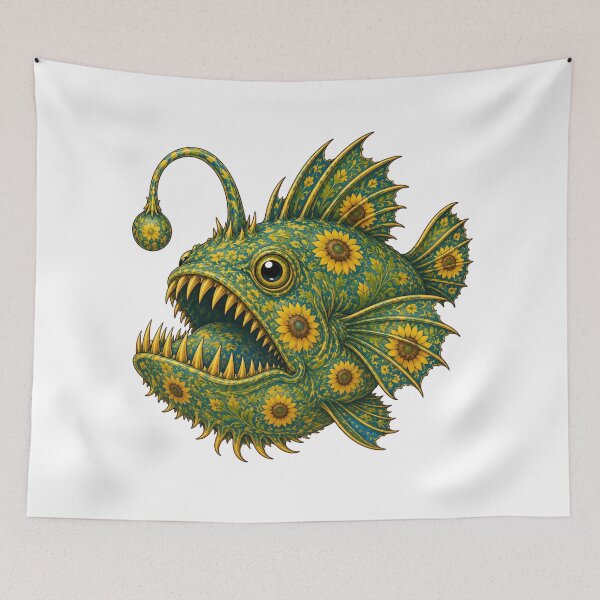 Item preview, Sunflower Anglerfish | Ocean Sunflower Art Collection designed and sold by Zaru Art Studio.