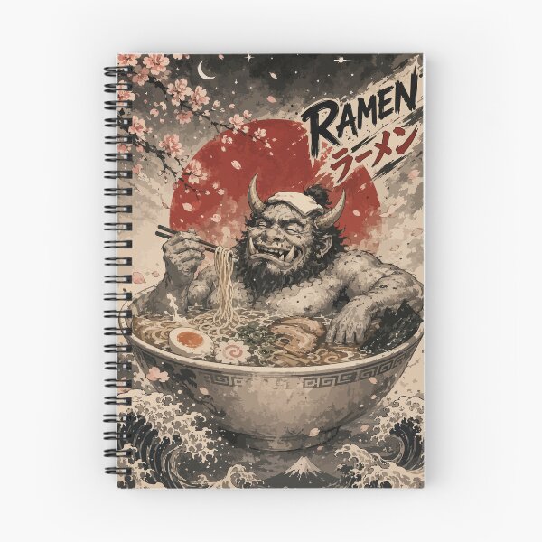 Item preview, Oni Demon Ogre Bath Ramen Sumie Japanese Vintage designed and sold by TomFrontierArt.