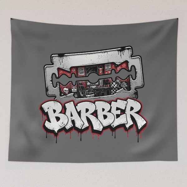 Item preview, Razor Blade Barbershop Checkered Graffiti Streetwear Art designed and sold by Barber MD Culture.