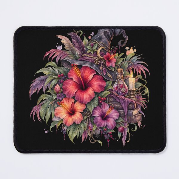 Item preview, Mystical Hibiscus Garden | Witchy Tropical Floral Watercolor | Enchanted Botanical Art designed and sold by IamNolmo.