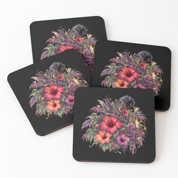 Item preview, Mystical Hibiscus Garden | Witchy Tropical Floral Watercolor | Enchanted Botanical Art designed and sold by IamNolmo.