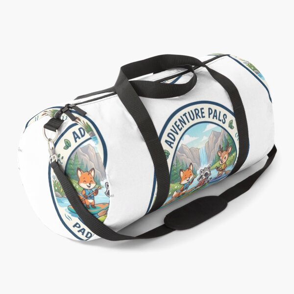 Item preview, Adventure Pals Paddle Adventures – Cute Forest Animals Stand Up Paddleboarding, Cartoon Fox Raccoon Deer SUP Waterfall Circle Badge Sticker designed and sold by SmartPuns.