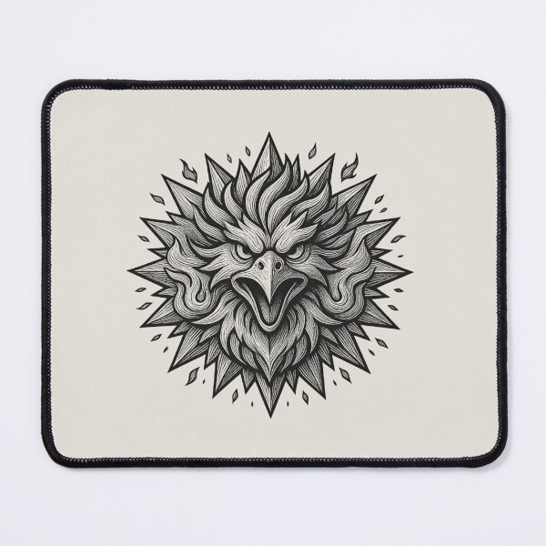 Item preview, Dark Fantasy Phoenix Woodcut Screaming Raptor Eagle Head Tattoo Art designed and sold by MarCinu Art.